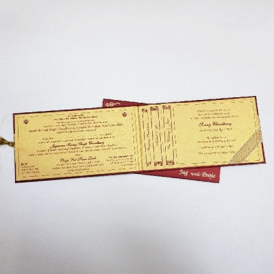 Padded Indian Wedding Invitation in Pouch with Gold Tassel : B-101