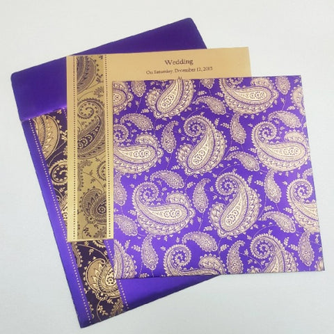 Purple Paisley Textured Wedding Invitation: W-1150