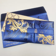 Luxury Padded Blue & Gold Magnetic Wedding Invitation: T5-1181