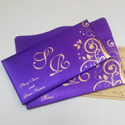 Purple & Gold Color Floral Padded Indian Wedding Invite with Rhinestone Decoration: T5-018