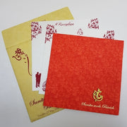 Red 3D Gold Ganesha Indian Wedding Invitation: J-019