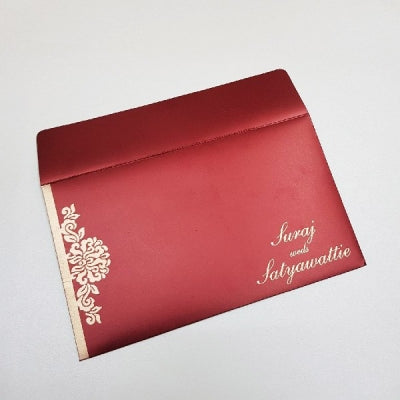 Modern Indian Wedding Invitation with Golden Belt and Laser Cut Motif: W-998