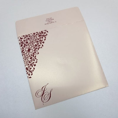 Maroon Laser Cut Gate Fold Invitation with Laser Cut Motif: L-140GR