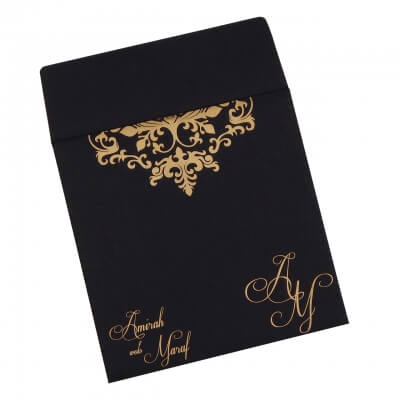 Square Black & Gold Tassel Wedding Invitation: W-1718